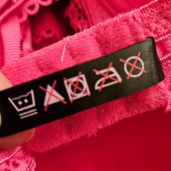 NWOT Black Fuchsia by Secret Lace Mesh Bodysuit, S, M, Rose/Hot Pink - Picture 9 of 11